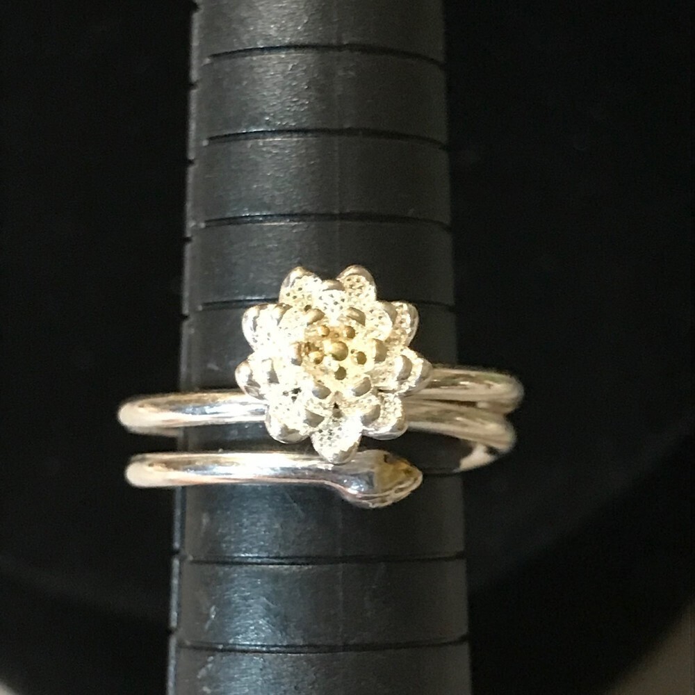 Silver Tone And Crystal Wrap Ring Size 8